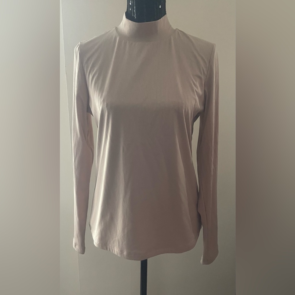 House Of Harlow 1960 Beige Nude Ribbed Mock Neck Top Size XL